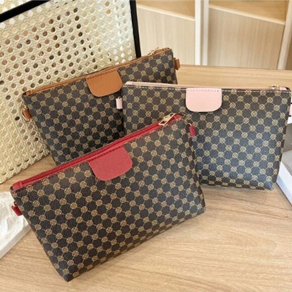 Val Boutique Handbags - Women Mini Vegan Leather Print Monogram Crossbody Bag